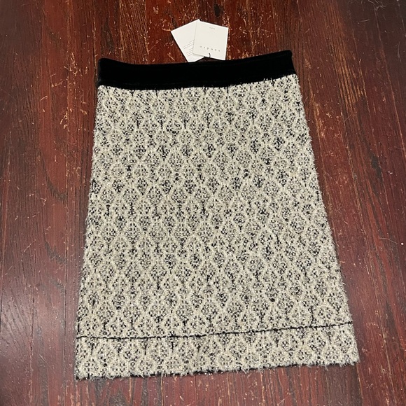 BNWT Sandro Velvet Trimmed Metallic Jacquard Skirt - Picture 3 of 13